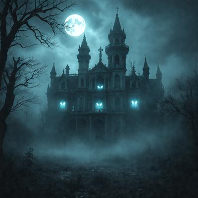 Primary subject: A large, old, and possibly haunted house with a moonlit night sky.

Setting/background: The house is set in a forest, with a dark and mysterious atmosphere.

Visual style: The image is a digital art or illustration, featuring a haunting and eerie scene.

Colors and mood: The dominant colors are dark and moody, with the moonlight casting a glow on the house and the forest. The overall atmosphere is mysterious and intriguing.